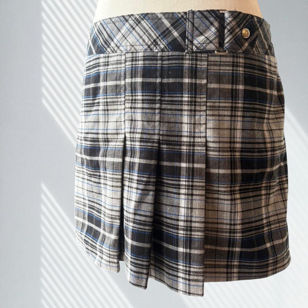 Grunge y2k plaid pleated mini skirt